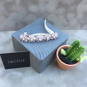 Loctia Lined Pink Rhinestone Hair Flower Hair Clip
